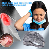 4 Pack Headband with Buttons for Face Masks and Covers, Stretchy and Elastic, Sports Ear Protection Holder -Protect Your Ears With Headband Headwrap Friends Gifts(Black,White,Purple,Blue)