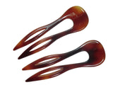 Charles J. Wahba Mini Chignon Pick (Paired) - Tortoise Color - Handmade in France