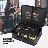 Barber Tool Bag, Segbeauty 10.8 x 14.6in PU Leather Travel Makeup Toiletry Carrying Case, Hair Styling Cutting Kit Storage Organizer for Dryer Clipper Shears Combs Cosmetics Salon Beauty Supplies