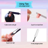 ekanzy 3 PCS UV Gel Nail Brush Dual-Ended Polygel Picker and Triangle Nail Scraper with Stone Sanding Cuticle Remover, Professional Stainless Steel PolyGel Tools for Acrylic Nails Extension