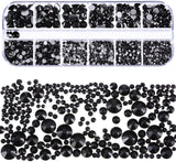 Dowarm 2650 Pieces Non Hotfix Glass Flat Back Crystal Rhinestones, 6 Sizes 1.5mm - 6.5mm, Glue Fix Flatback Crystals Loose Gemstones for Crafts Nail Face Art Clothes Jewels (Jet Black)