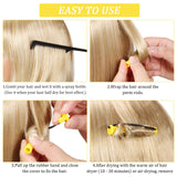 60 Pieces Hair Perm Rods Non-Slip Hair Rollers Plastic Cold Wave Rods Short Curlers Rod with Elastic Rubber Band Perming Rods Curlers Hairdressing Styling Tool (Yellow,0.28 Inch)