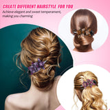 4 Pieces Rhinestone Double Flower Hair Clip Rhinestone Crystal Flower Hairpin Barrettes Glitter Crystal Hair Comb Claw for Women Girls Thick Long Hair (4.33 x 2.24 Inch)