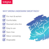 Sirona Disposable Underarm Sweat Pads - 24 Pads, Antiperspirant Absorbent Odour Blocker Pads Armpit Dress Shields, Fights Hyperhidrosis