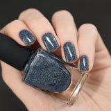 ILNP Industrial Park - Neutral Denim Blue Holographic Sheer Jelly Nail Polish