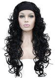3/4 Band Headband wig Women's Dark Black Long Curly Wigs for Women ladies wigs Wiginway