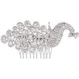 EVER FAITH Silver-Tone Austrian Crystal Art Deco Gorgeous 4.5 Inch Peafowl Hair Side Comb Clear