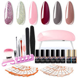 Maphie Gel Nail Starter Kit with Nail Light, Mini 6ml Soak Off Gel Nail Polish, Top and Base Coat, Nail Art Manicure Tools Set