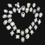 Bememo 36 Pieces 3D Nail Art Rhinestones Crystal Glass Metal Gem Stones Manicure Studs Nail Tips for Nail Art DIY (Style 1)