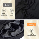 Satin Lined Hair Cover Sleep Cap - Adjustable Stay on No Fading Slouchy Skull Night Sleeping Beanie for Frizzy Natural Curly Hair Protection - Solid Black