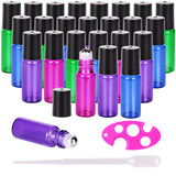 24X 5ml Refillable Glass Perfume Bottle Metal Ball Roller Essential Oil Aromatherapy