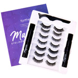 Forthera Magnetic Eyelashes with Eyeliner Kit - 7 Pairs of 3D Reusable Magnetic Eyelashes and 2 Tubes of Magnetic Eyeliner with Tweezers Inside - Easy to Apply with Natural Look