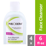 pHisoderm Anti-blemish Gel Cleanser, for Oily, Combo and Acne-prone Skin, 6 Fluid Ounce Bottle (Pack of 4)