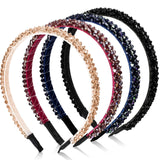4 Pieces Crystal Rhinestone Headbands Shiny Non-Slip Beaded Hairband Bling Bling Hair Bands Hair Accessories Hair Decoration for Women Girls (Purple, Black, Champagne, Navy Blue, 1.2 cm/ 0.5 Inch)