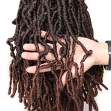 Leeven 12 Inch New Faux Locs Crochet Braids Hair Distressed Butterfly Locs 105 Roots Ombre Brown Curly Wave Goddess Short Bob Locs for Black Women T30#