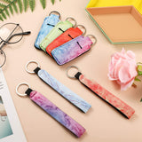 20 Pieces Marble Chapstick Holder and Keychain Lanyard Wristlet Set Lipstick Holder Keychains Clip-on Sleeve Chapstick Holder for Women Girls Travel Accessories, 10 Colors (Rectangle Shape)