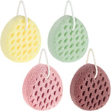 4 Pieces Soft Bath Sponge Exfoliating Shower Sponge Soothing Body Sponge Gentle Body Exfoliating Cleaning Sponges for Women Men (Pink, White, Red, Green)