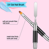 ekanzy 3 PCS UV Gel Nail Brush Dual-Ended Polygel Picker and Triangle Nail Scraper with Stone Sanding Cuticle Remover, Professional Stainless Steel PolyGel Tools for Acrylic Nails Extension