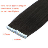 Tape in Hair Extensions Human Hair 16 Inch 20 Pieces/Package 50 G Jet Black Color Hair Extensions Tape in Real Remy Hair Straight (16Inch,#1)