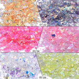 Minejin Nail Art Round Mermaid Glitter Sequins With Broken Shell Glass Paper Candy Foil Paillette Flakes Diy Tips 2 Set