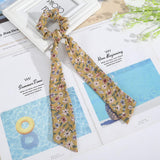 Chiffon Hair Scarf Ponytail Holder - 4PCS Hair Scrunchies for Hair Floral Hair Band Scarves Ponytail Holder for Women Girls (Blue+Pink+Beige+Yellow)