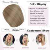 Vivien Tape in Hair Extensions Human Hair, 20inch 20pcs 50g Light Blonde Highlights Golden Blonde Remy Tape Hair Extensions, Straight Thickness Tape in Human Hair Extensions Blonde