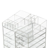 Cq acrylic Extra Large 8 Tier Clear Acrylic Cosmetic Makeup Storage Cube Organizer with 10 Drawers. The Top of The Different Size of The Compartment Suitable for Storing Lipstick and Makeup Brush