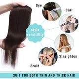 S-noilite Clip in Hair Extensions Real Human Hair 8pcs 18 Clips 90g Full Head Clip on Human Hair Extension Soft Straight For Women (14 16 18Inch, 2 Dark Brown)