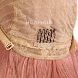 HEAHAIR Pastel Peach Pink Long Natural Straight Rose Gold Color Synthetic Lace Front Wigs Heat Resistant Fiber Hair for Women HS2023