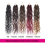 18 Inch Wavy Senegalese Twist Crochet Braids Hair 8 Packs Pre-looped Twist Braids Goddess Senegal Twist Braiding Hair with Curly Ends (T1B/30#,14Strands/Pack)