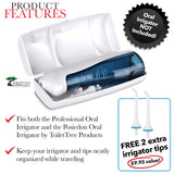 ToiletTree Products Travel Storage Case for Poseidon Rechargeable Oral Irrigators, Includes 2 Replacement Tips (Irrigator NOT Included)