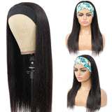 Headband Wigs for Black Women Straight Human Hair Wigs Glueless None Lace Front Wigs Half Wigs for Black Women Natural Color (20 inch)