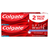Colgate Optic White Advanced Teeth Whitening Toothpaste with Fluoride, 2% Hydrogen Peroxide, Icy Fresh - 4.5 ounce (2 Pack)