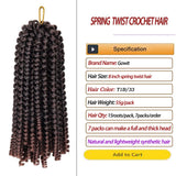 7 Packs Spring Twist Hair Braiding Short Bomb Twist Crochet Braids 15strands/pack Two-Tone Colors Fluffy Synthetic Hair Extensions Low Temperature Fiber(8",T33)