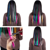 36 PCS Colored Clip in Hair Extensions 22'' Colorful Straight Rainbow Hair Extensions Clip in for Women and Kids Multi-Colors Party Highlights Streak Synthetic Hairpieces 1 Steel Comb for Free