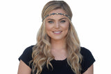 Pink Pewter Authentic Cy'ra Beaded Headband, Detachable Stretch Band & Choker, Women Hair Jewelry, One Size Fits All- Gold/Gunmetal