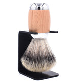 Taconic Shave's Premium Synthetic Silvertip Luxury Shaving Brush with Deluxe Beechwood and Chrome Handle, Shaving Stand Included
