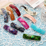 10 Pieces Retro Large Acrylic Barrettes Rectangular French Automatic Hair Clip for Women Girls Thick and Medium Hair (Mixed Color)