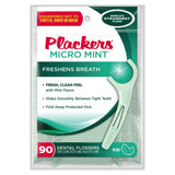 PLACKERS Micro Mint Freshens Breath, Dental Flossers Mint 90 Each (Pack of 4)