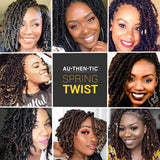 4 Packs 8 Inch AU-THEN-TIC Spring Twist Crochet Hair Bomb Twist Crochet Braids Hair for Passion Twist and Butterfly Locs Hair Extensions (4 Pack, 1B)