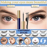 5 Pairs Magnetic Eyelashes With Eyeliner Natural Look Kit, 5D Reusable Waterproof No Glue Reusable Silk False Lashes with 2 Tubes of Magnetic Eyeliner Kit and Tweezers