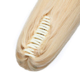 100% Remy Human Hair Ponytail Extension One Piece Claw/Jaw Clip Ponytail Hairpiece Clip In Pony Tail Extensions For Girl Lady Women Long Straight #613 Bleach Blonde 16'' 105g