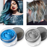 2 Colors Hair Color WAX, Silver Grey Blue Instant Hair Dye Wax, Natural Temporary Hair Color for Men and Women, Party, Daily Use, Cosplay