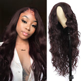 Long Wavy Wig Dark Wine Red 99j Synthetic Wigs for Black Women Long Synthetic NONE Lace Wigs 28inch Colored Hair Replacement Wavy Wigs