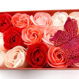 33 PCS Floral Scented Bath Soap Rose Flower Petals, JIALEEY Plant Essential Oil Rose Soap Set Gifts for Her Women Girls Mom Valentine's Day, Red Box