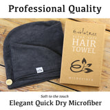 Evolatree Microfiber Hair Towel Wrap - Quick Magic Hair Dry Hat - Anti Frizz Products for Curly Hair Drying Towels - Raven Gray