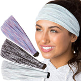 Hipsy Adjustable & Stretchy Xflex Band Wide Sports Headbands for Women Girls & Teens (Space Dye Violet/Grey/Mint Xflex Band 3pk)