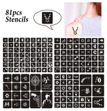 4 Pack Temporary Tattoo Kit, Tattoo Ink & DIY Semi-permanent Tattoos with 81 Pcs Tattoo Stencils