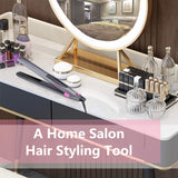 Professional Hair Irons 2 in 1 Ceramic Tourmaline Flat Iron Hair Straightener & Curler,Adjustable Temperature with Digital LED Display 200℉-450℉ , Dual Voltage, 1 Inch Wide,Auto Off, Grey.