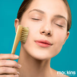 Mockins Natural Boar Bristle Body Brush Set with Detachable Cellulite Massage Brush and Long Wooden Handle for Dry Brushing Perfect Kit to Exfoliate and Get Rid of Cellulite - Gift Set